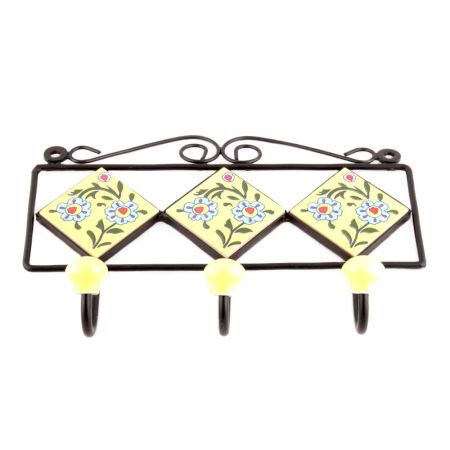 Yellow Turquoise Tiny Flower Tiles Hook